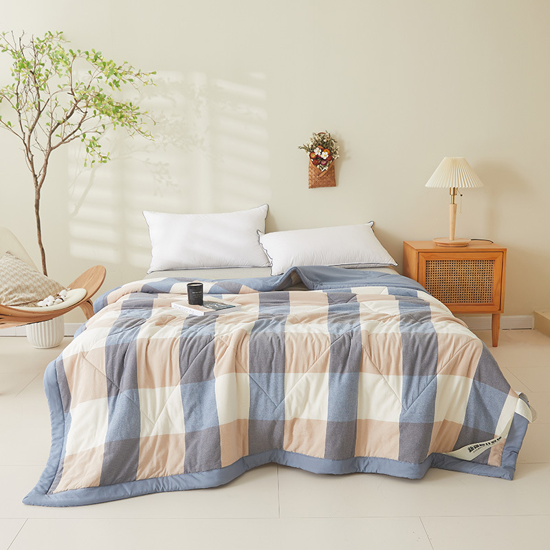 100% Xinjiang Pure Cotton Wide-Brimmed Japanese Style Muji Washed Cotton Airable Cover Summer Machine Washable Double Summer Quilt