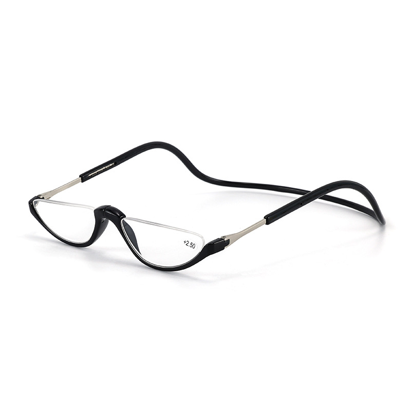 Folding Halter Reading Glasses Men's HD Fashion Semi-Rimless Magnet Glasses for the Old Anti-Fatigue Reading Glasses Glasses Women's Cross-Border