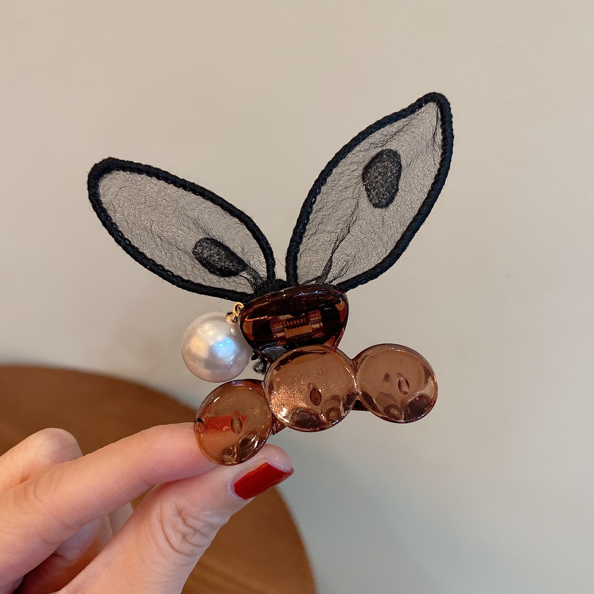 抖音同款网红兔耳朵小抓夹侧边发夹女前额网纱刘海发卡小夹子头饰