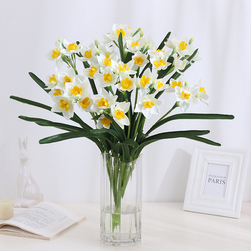 Narcissus Fake Flower Bouquet Decorative Fake Flower Nordic Home Decoration Decoration Artificial Fake Narcissus in Stock Wholesale