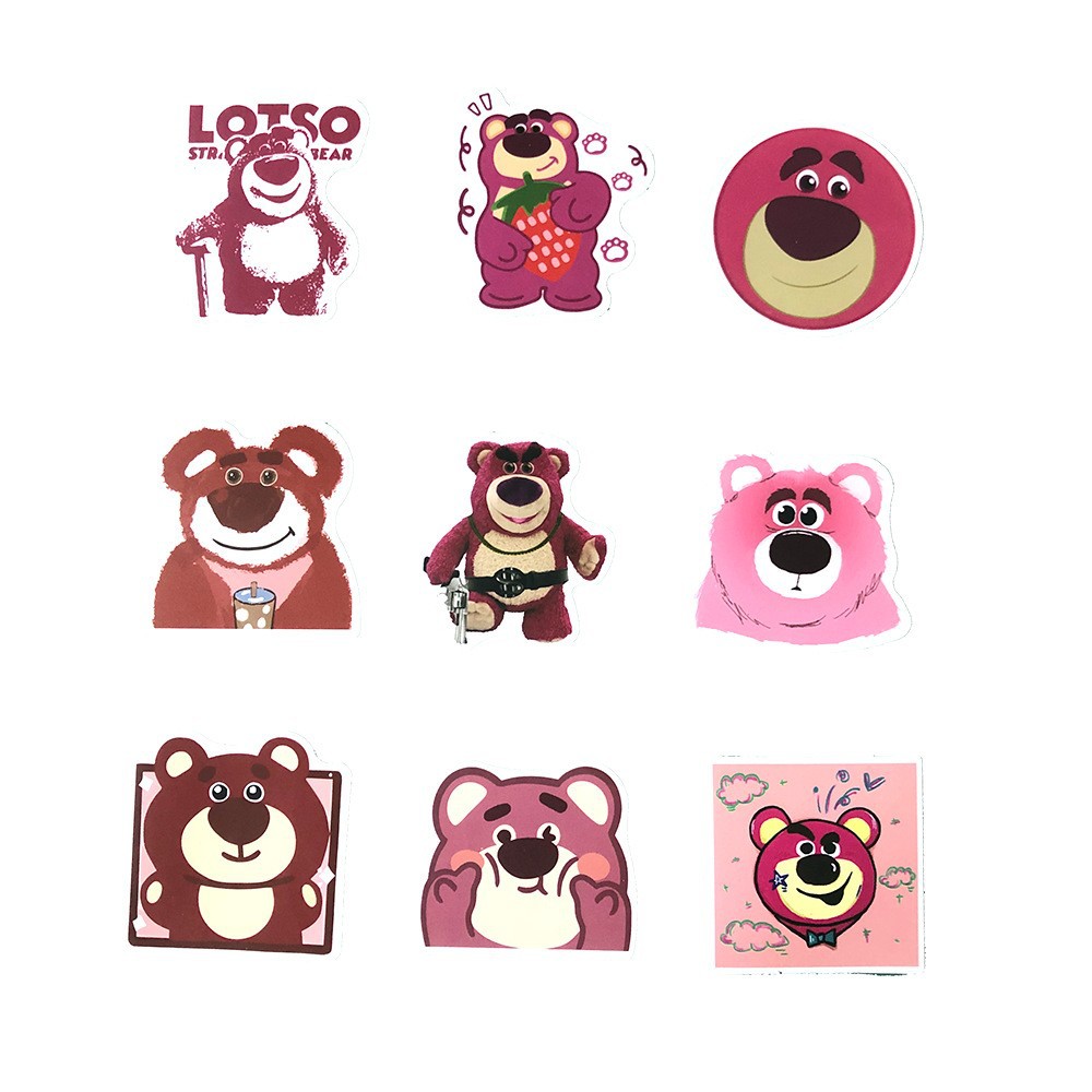 50张新款草莓熊可组合贴纸哑膜卡通涂鸦可爱图案笔记行李箱车贴