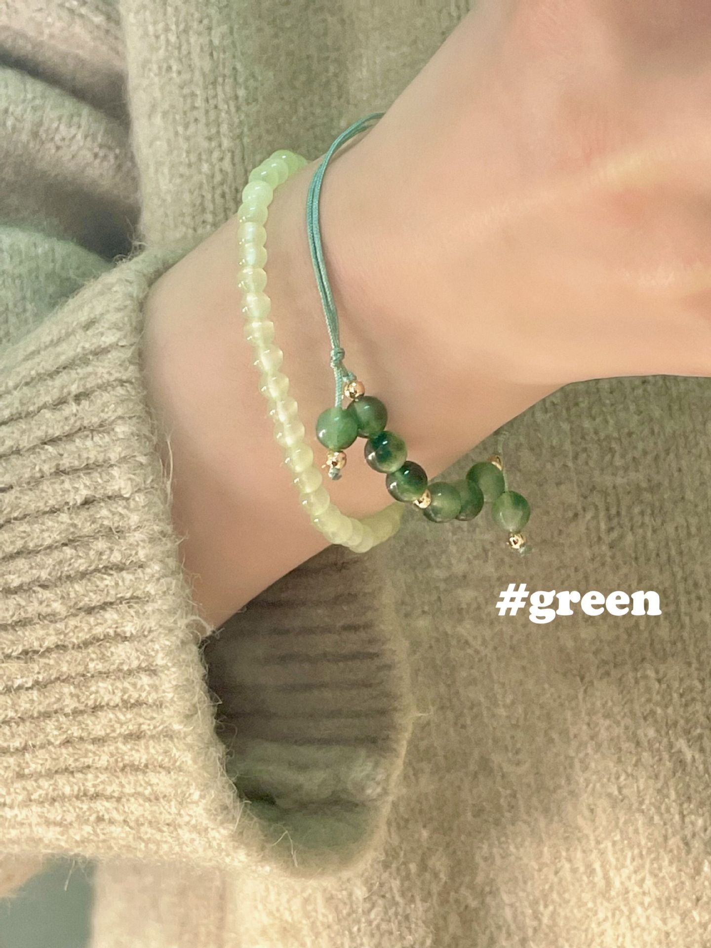 水草玛瑙手绳女葡萄石手串民族风ins小众设计礼物轻奢叠戴手链