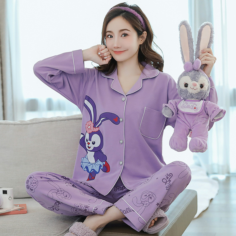 星黛露睡衣女士春秋季长袖棉公主风卡通可爱高级感夏季家居服套装