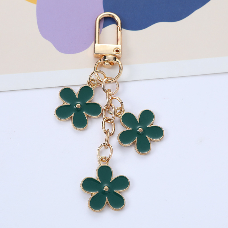 New Ins Colorful Flower Keychain Pendant Creative Diy Alloy Double-Sided Small Flower Earphone Sleeves Bag Decoration