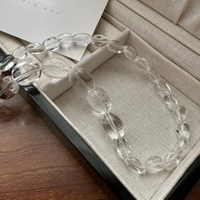 S925纯银韩版小众设计感白水晶渐变搭扣项链韩系时尚感基础锁骨链