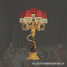 兴中法式别墅全铜台灯欧式脱蜡客厅创意天使奢华大气酒店装饰灯具