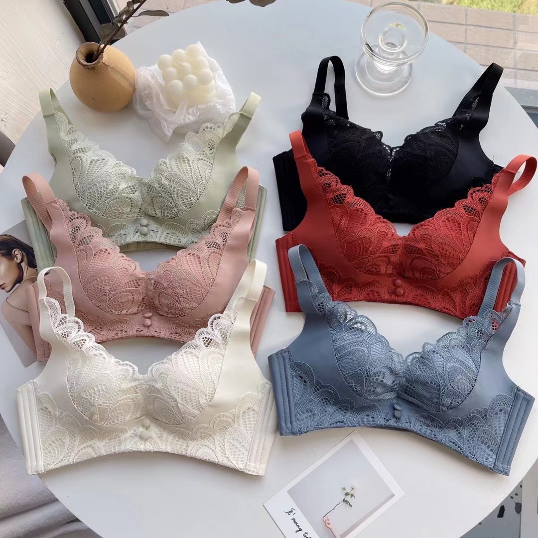 赛纳花房内衣女无钢圈小胸聚拢收副乳调整型上托蕾丝性感美背文胸