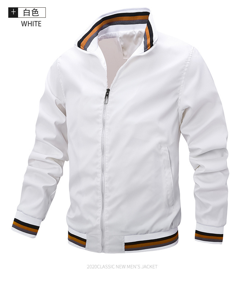 速卖通男士休闲夹克色运动立领 条纹翻领mens fashion jackets