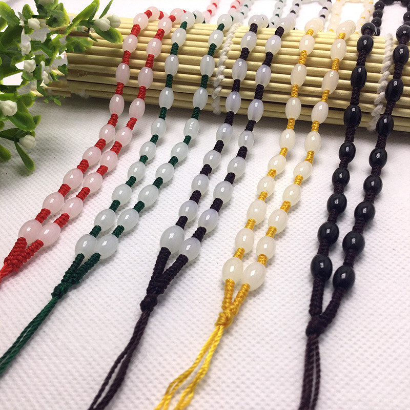 1 Yuan Link Live Broadcast Surrogate Shopping No Refund No Change Hand Woven Full Beads String Gold Rope Glass Ball Bead Chain Pendant Lanyard