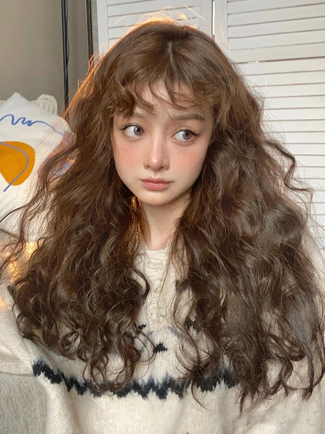 羊毛卷假发女长卷发空气刘海玉米烫逼真蓬松蛋卷头泡面头全头套式