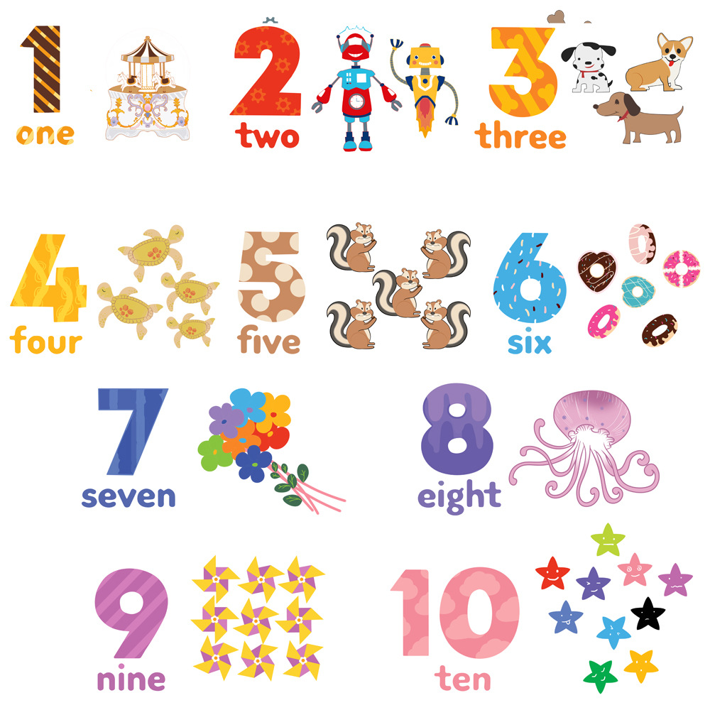 新款数字卡通墙贴儿童房幼儿园墙贴美化装饰创意宝宝学习墙贴画