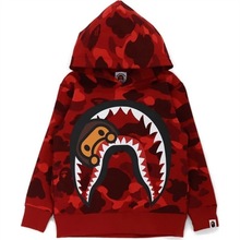 2023秋冬潮牌猿人bape 鲨鱼头 3D数码印花儿童运动连帽卫衣外套