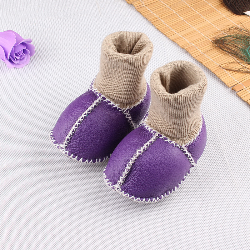 Autumn and Winter 0-1 Years Old Baby Toddler Shoes Soft Bottom Warm Keeping Breathable Sheepskin Fur Integrated Baby's Shoes Room Socks Indoor Shoes 6