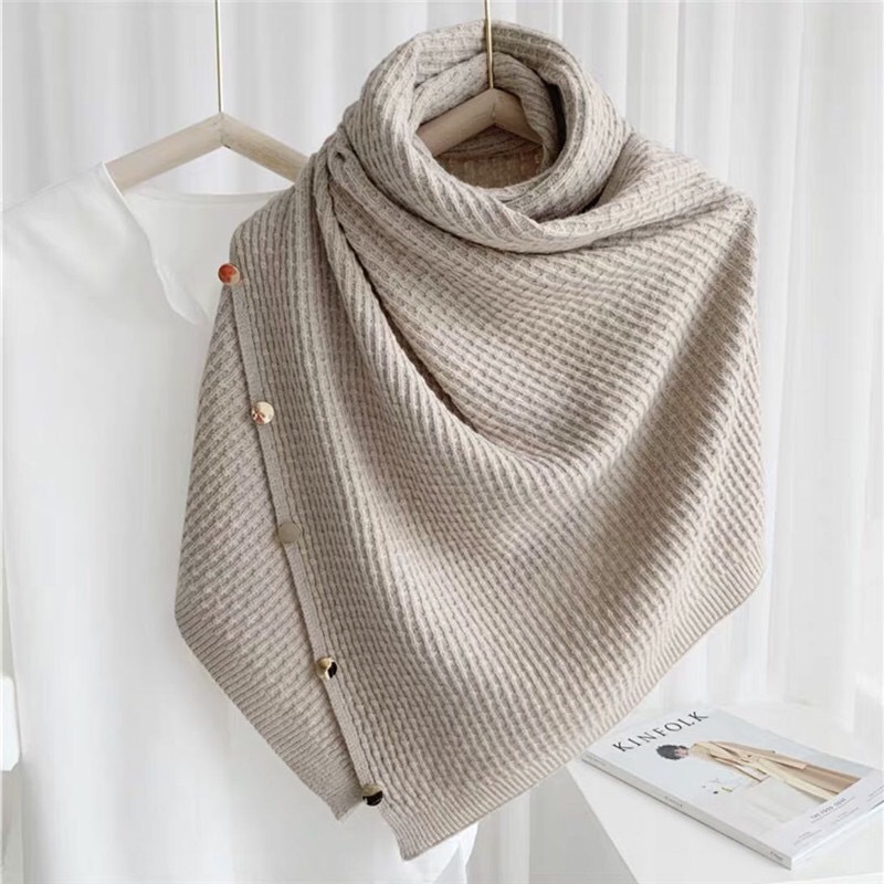 Autumn and Winter New Ins Style All-Match Knitted Scarf for Women Fashionable Warm Shawl Variety Outerwear Cloak Wholesale