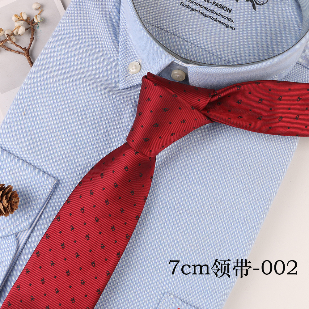 Men's Casual Trendy Polyester Silk Floral Plaid 7cm Hand Tie Dot Navy Blue Red in Stock Wholesale