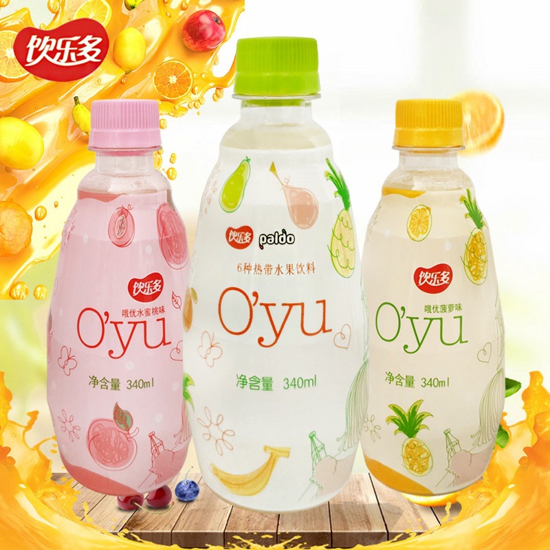 韩国饮乐多哦优oyu热带水果味饮料饮品340ml/瓶果汁饮料整箱24瓶