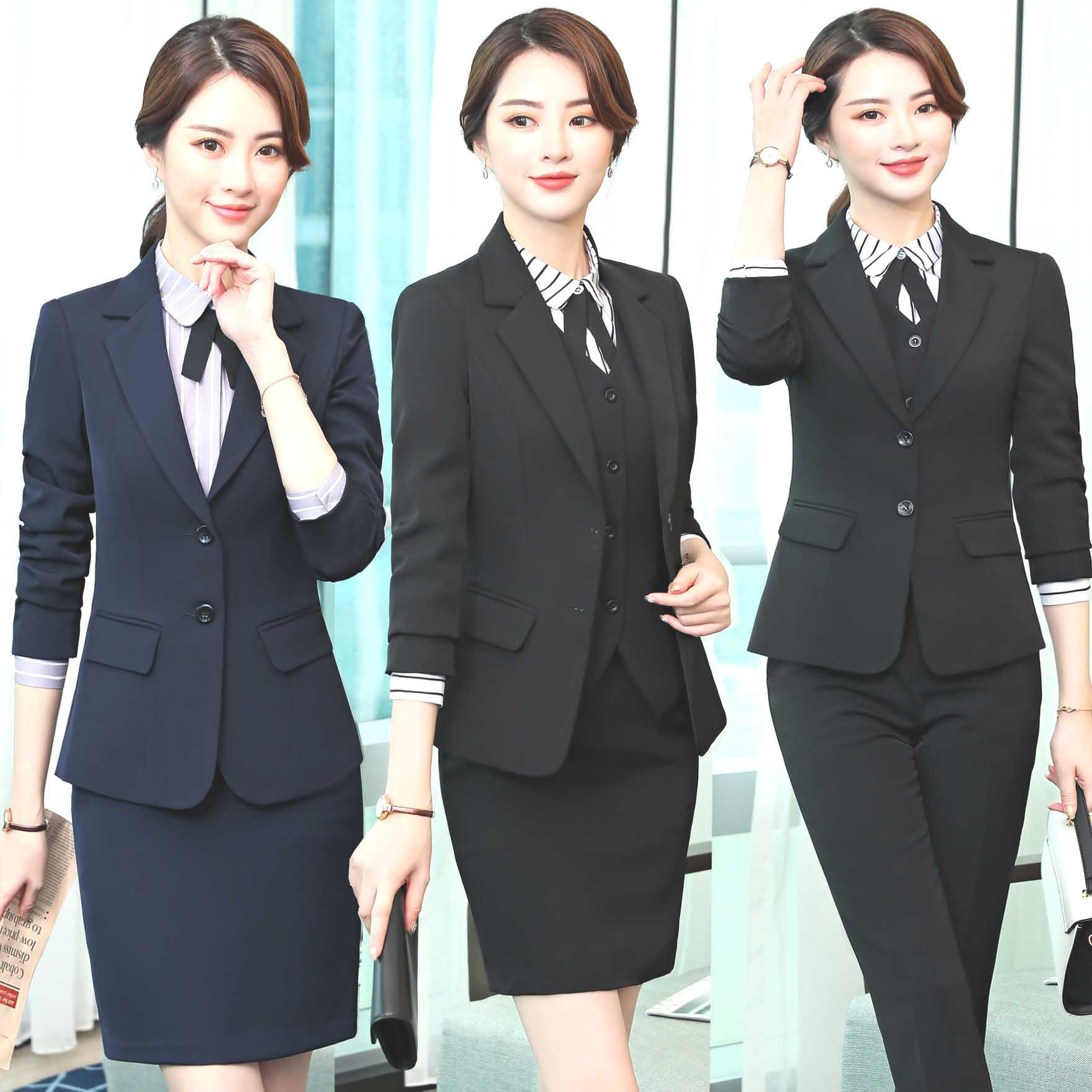 酒店经理工作服女秋冬装前台领班收银职业西服套装饭店服务员工装