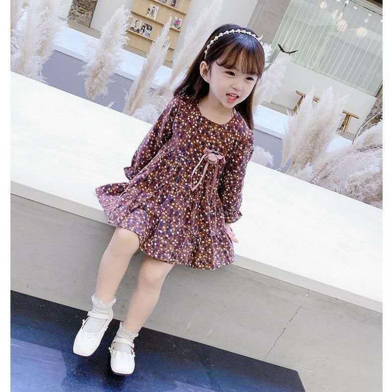 女童碎花连衣裙2024新款宝宝春装长袖裙子小女孩超洋气公主裙2024女童