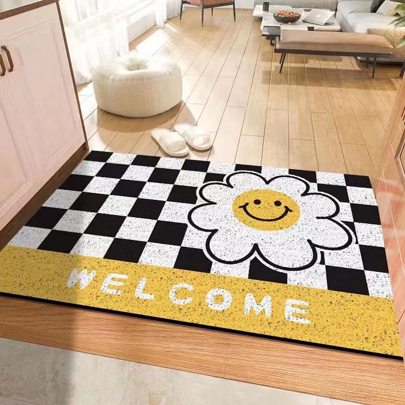 New Chessboard Plaid Wire Ring Cutting Mat Entry Door Mat Non-Slip Door Mat PVC Mat Dust-Proof Pad