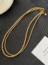 浅金色小米粒正圆珍珠锁骨链高级感小众时尚百搭气质项链s925纯银