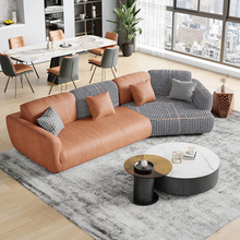 科技布四人位沙发北欧小户型现代意式简异形转角个性创意沙发