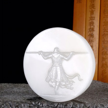 和田玉白玉吊坠男女款大圣归来大话西游孙悟空平安扣圆形玉牌玉坠