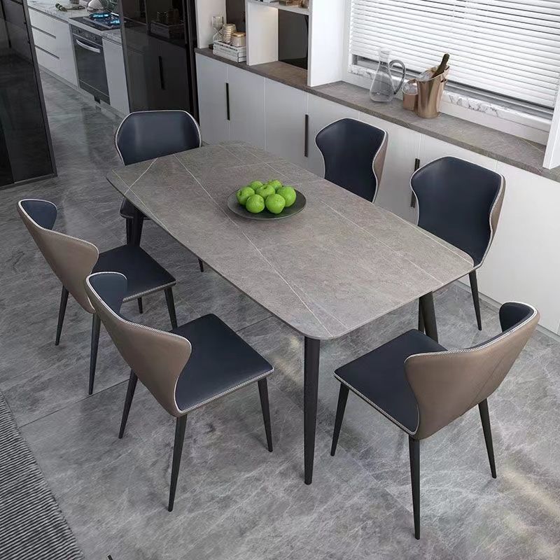 Y遹1岩板餐桌家用小户型饭桌现代简约轻奢长方形亮光面餐桌椅