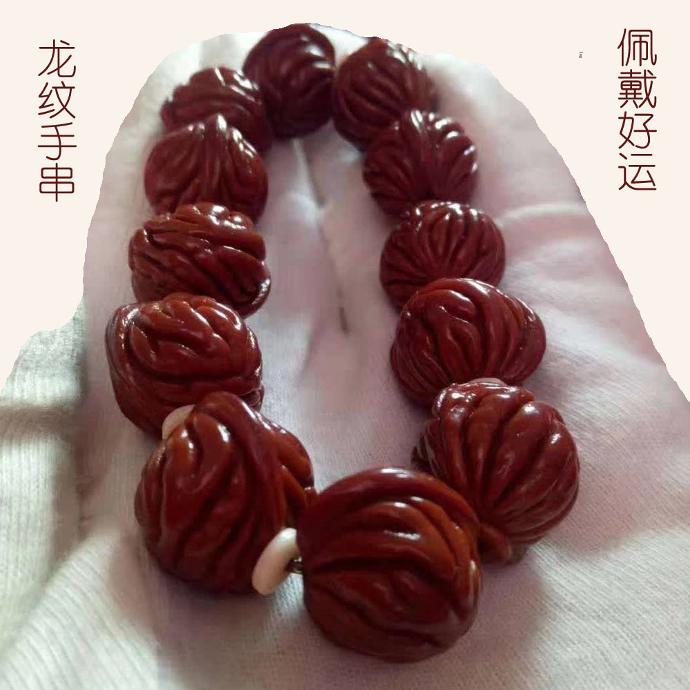 热销野生秦岭龙纹桃核核桃金刚原籽男女单圈文玩佛珠手串批发正圆
