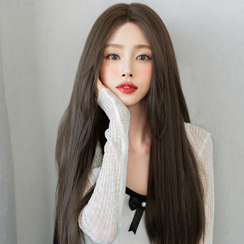 假发女长发手织全头套黑长直发自然隐形蕾丝整顶逼真假发厂家批发