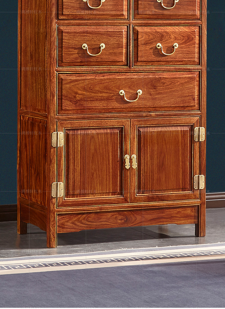 新中式刺猬紫檀五斗柜客厅红木素面储物柜卧室实木抽屉收纳柜