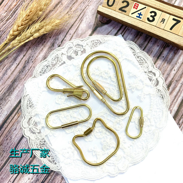 纯黄铜钥匙扣汽车钥匙串北欧ins简约创意可拧开锁紧钥匙圈挂件