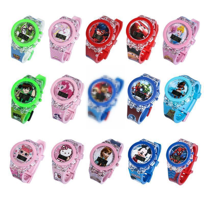 Korean-Style Cartoon Light-Emitting Toy Watch Children's Electronic Waist Watch Cartoon Boys and Girls Birthday