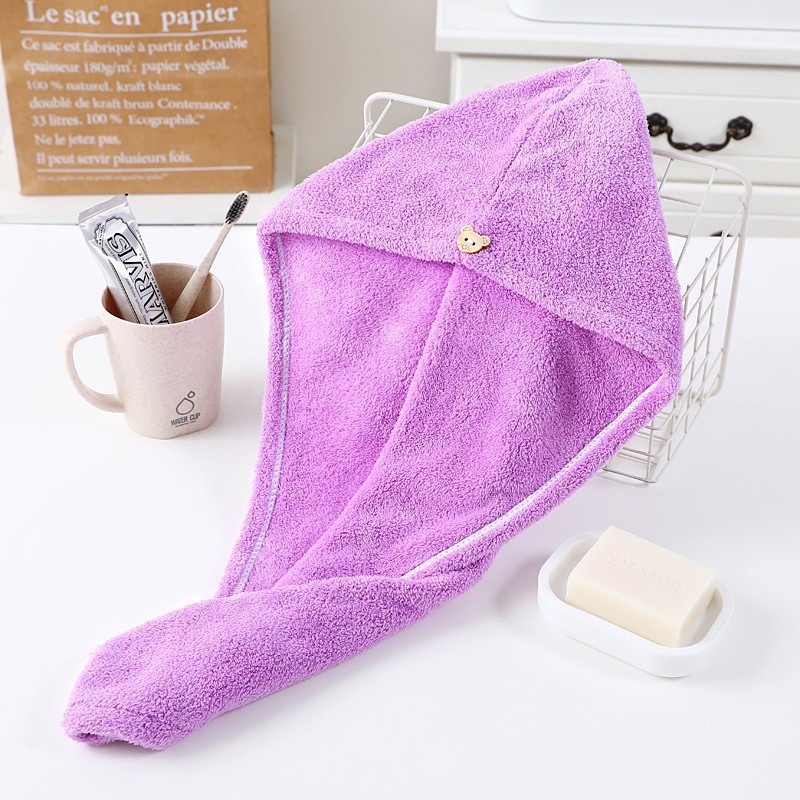 Coral Fleece Shower Cap Hair-Drying Cap Women Wholesale Microfiber Water-Absorbing Quick-Drying Thickened Wrapping Hair Drying Towel