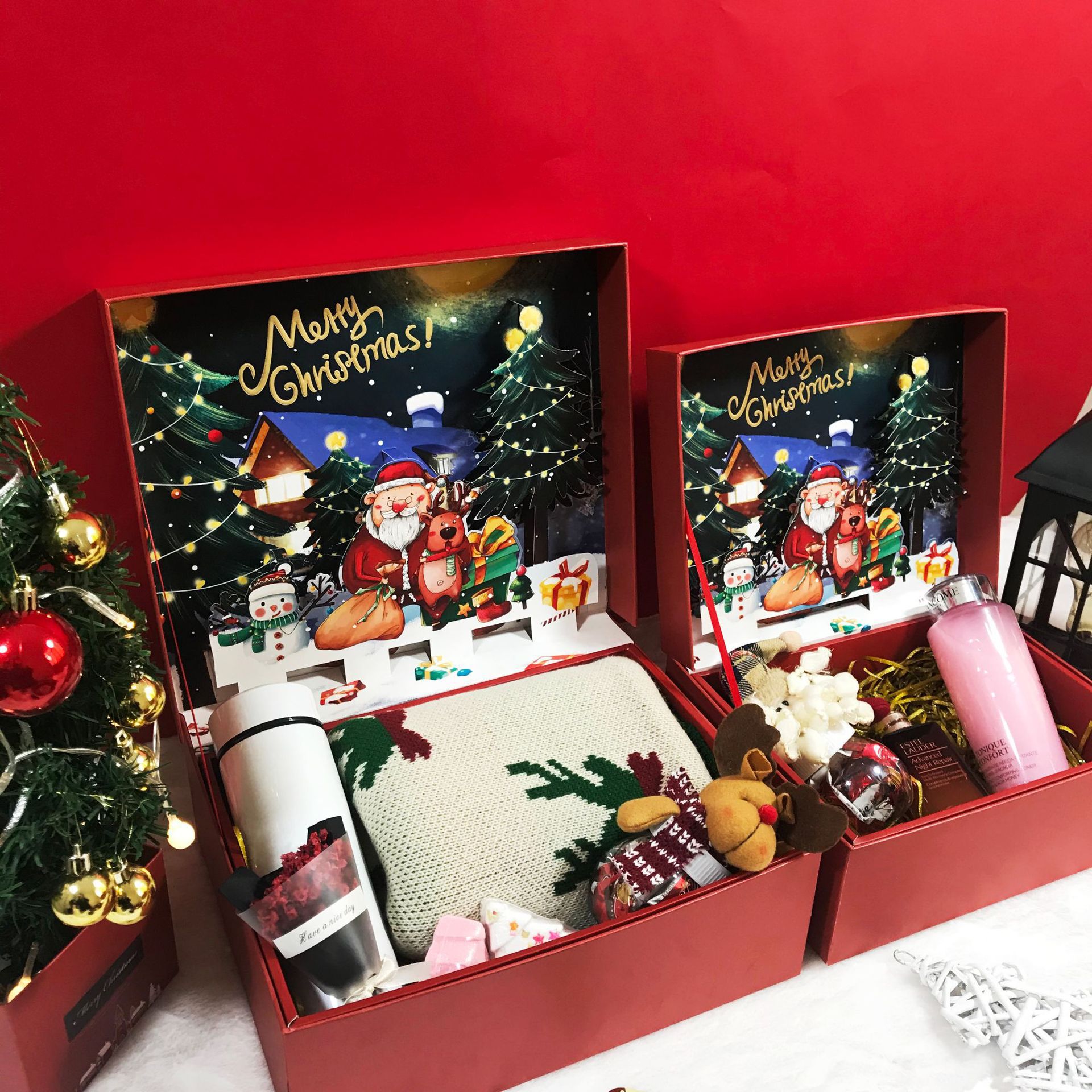 2020新款圣诞礼品盒彩妆护肤品现货翻盖盒节日伴手礼可加印logo