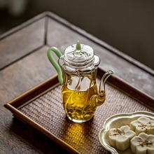厂家批发玻璃茶壶仿宋手执壶高硼硅耐热煮茶壶新中式高颜值花茶壶