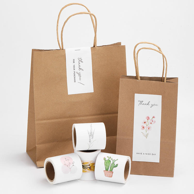 thankyou的贴纸 白色长方形谢谢你礼品礼物装饰不干胶标签封口贴