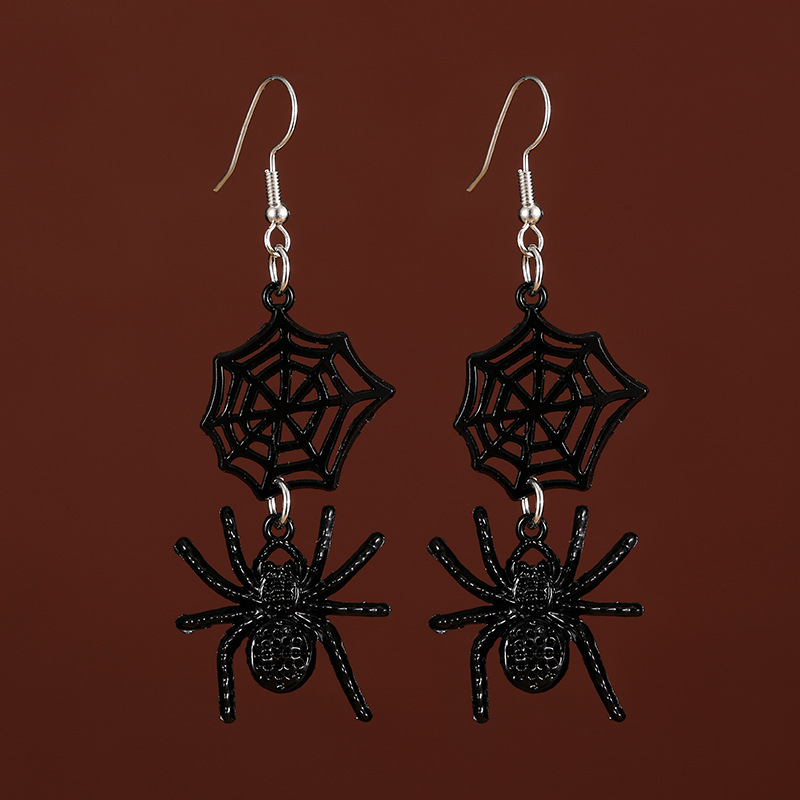 跨境 外贸 亚马逊 悬挂式黑色蜘蛛垂坠耳环 厂家直-阿里巴巴