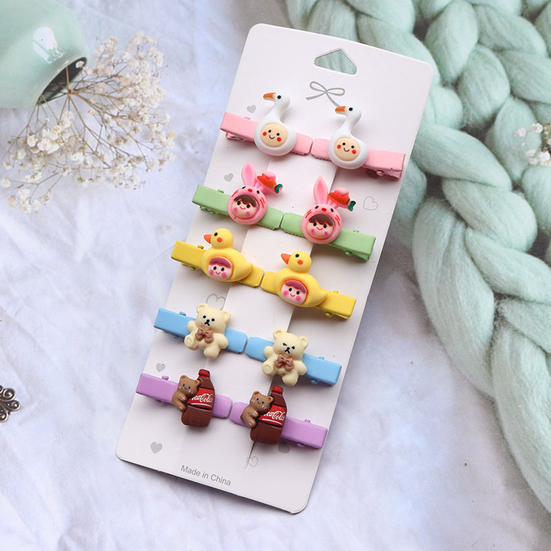 Korean Style Cute Trumpet Children's Barrettes Super Cute Small Animal Does Not Hurt Hair Duckbill Clip Princess Hairpin Girls' Side Clip