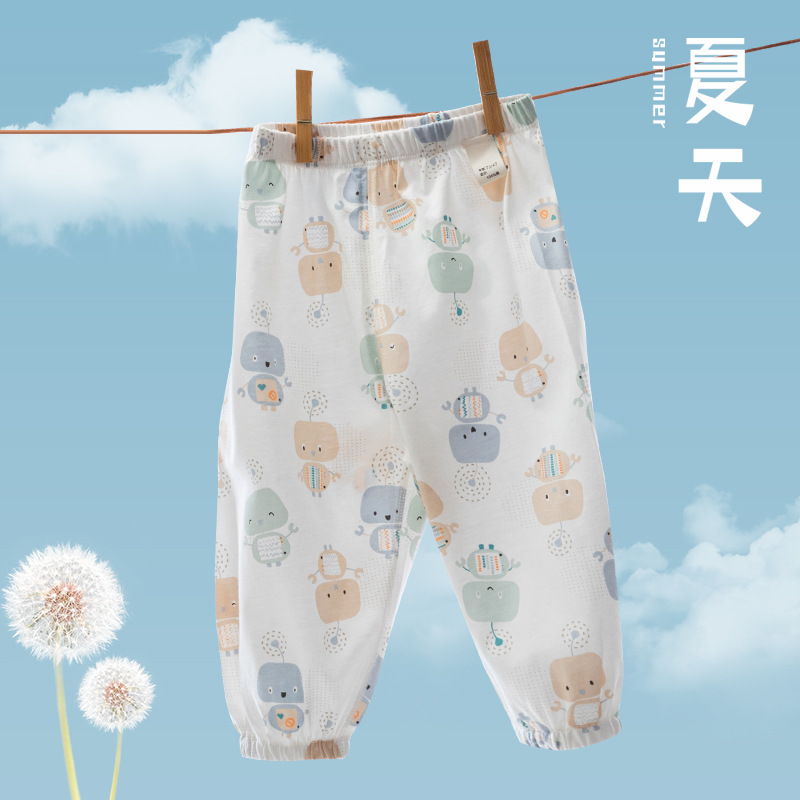 new baby spring summer pure cotton anti-mosquito pants baby thin home pants casual pants baby pants summer wear