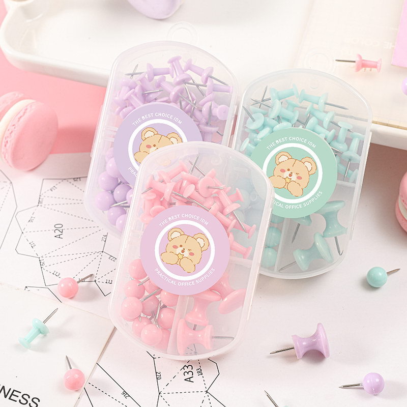 Colorful Cute Pushpin Push Pin Corkboard Photo Nail Plastic Large and Small Size Push Pin Push-Pins for Illuminated Globes Creative Combination