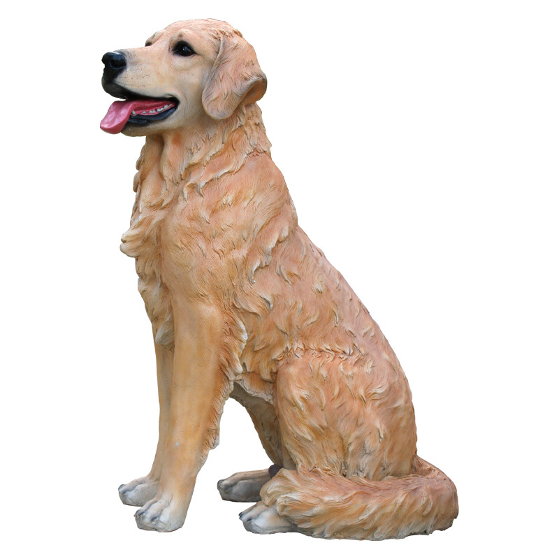 花园庭院仿真金毛寻回猎犬雕塑落地摆件家居宠物店招财狗模型装饰