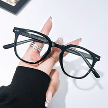 米钉近视镜架TR90防蓝光眼镜插针脚透明全镜框素颜平光镜超轻女款