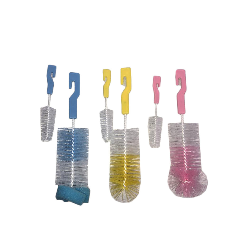 Multi-Purpose 7-Shaped Handle Mushroom-Shaped Haircut Baby Bottle Brush Set Sponge Head Milk Bottle Brush Pacifier Brush Two-Piece Set RS-3669