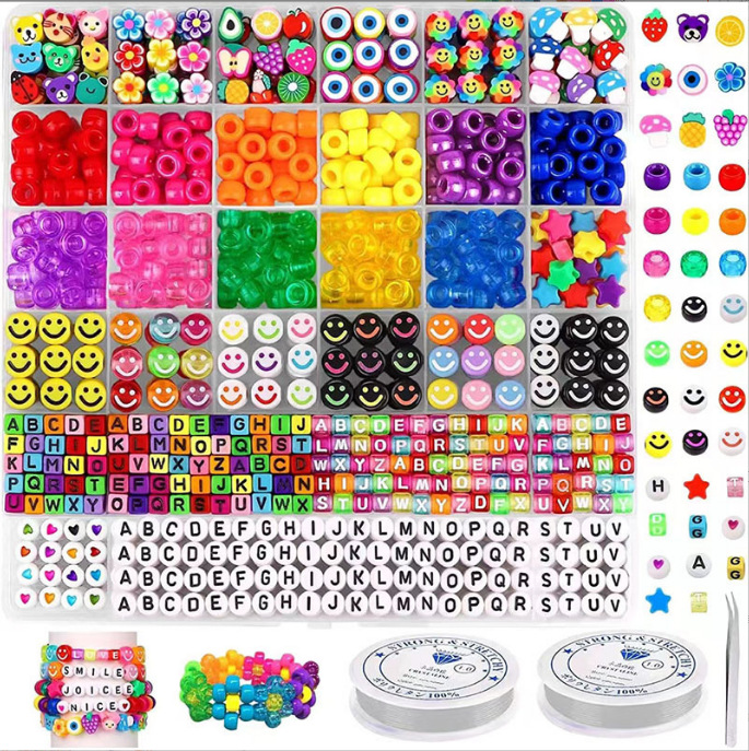Tube Beads DIY Large Hole Beads Color Beads 30 Grid DIY Plastic Beads Suit Cross-Border Amazon Special for Ornament Accessories