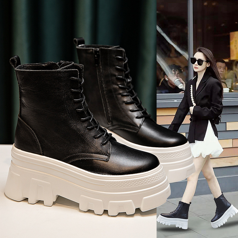头层牛皮英伦风马丁靴2021秋季新款松糕厚底内增高时尚百搭ins潮