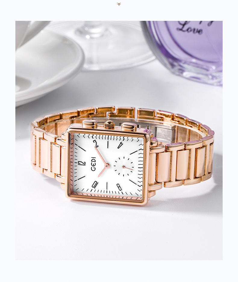 gedi歌迪新款韩版手表方形简约气质女士大表盘学生时尚潮流