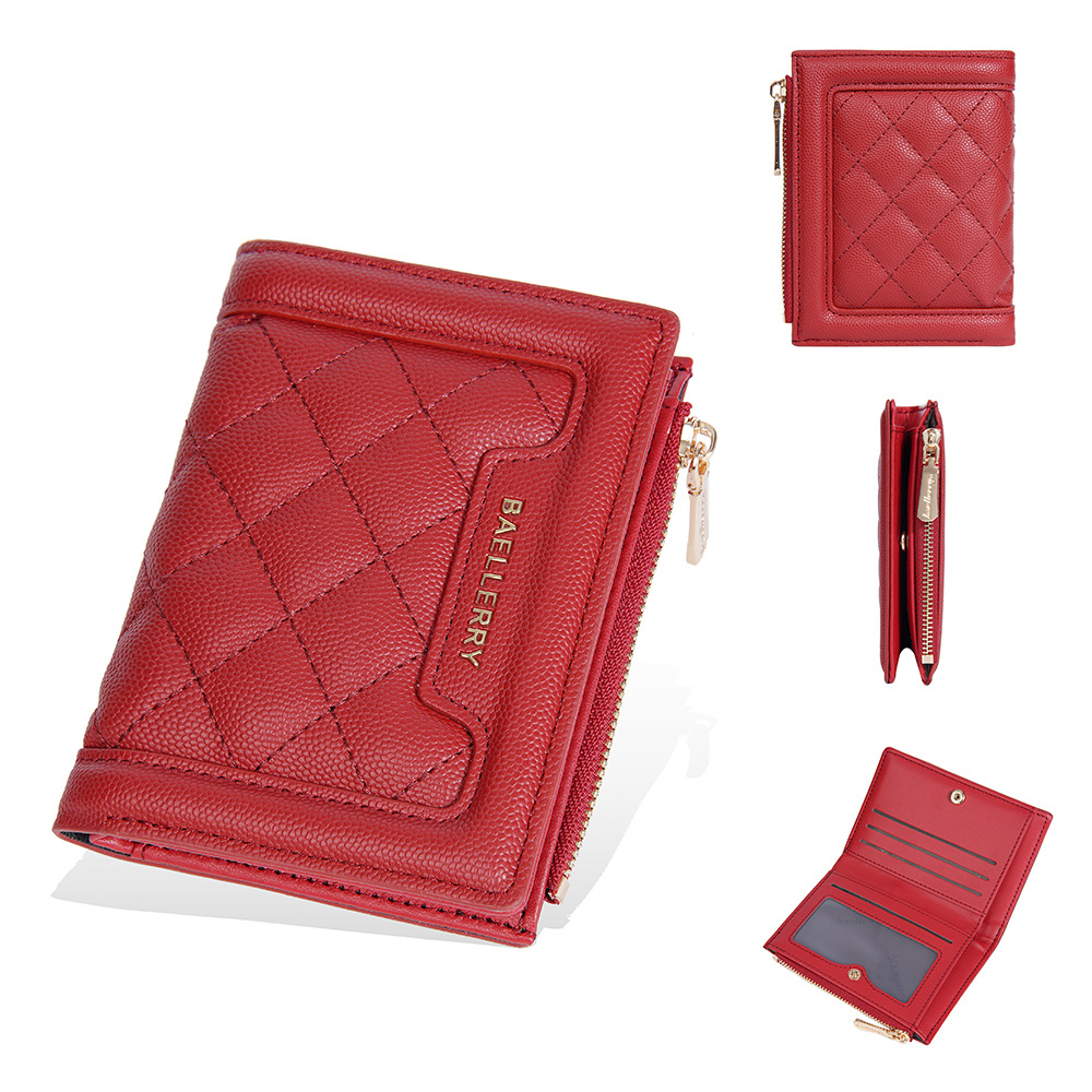 女士钱包 baellerry暖色系短款按扣拉链零钱包卡包钱夹 钱包女 图片