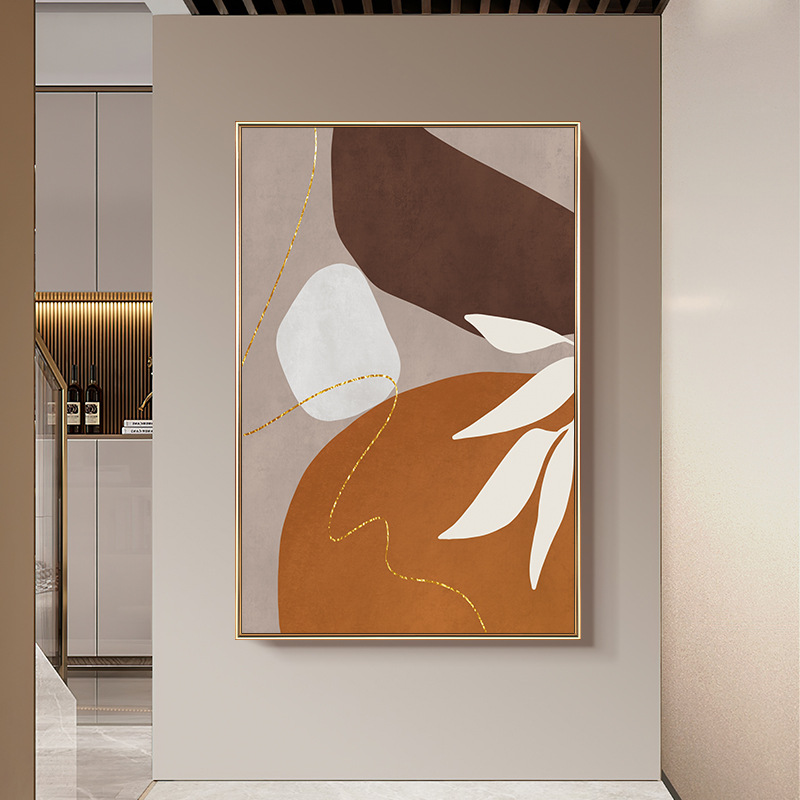 玄关装饰画极简主义走廊尽头挂画抽象艺术色块客厅墙落地壁画批发