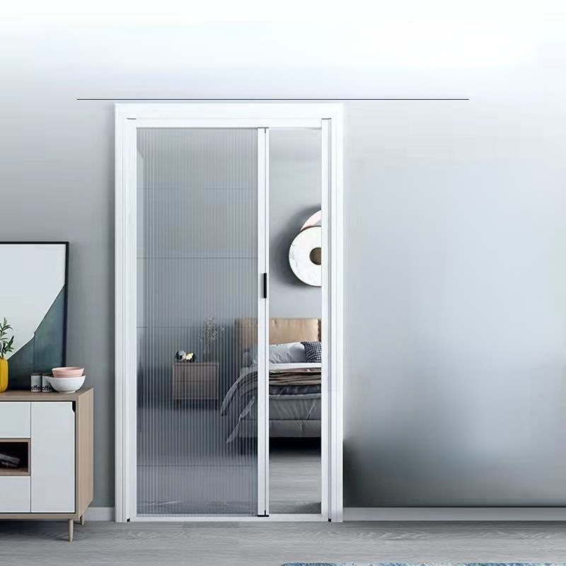 折叠纱门折叠门隐形推拉门防蚊伸缩免打孔自装铝合金边框防蚊纱窗