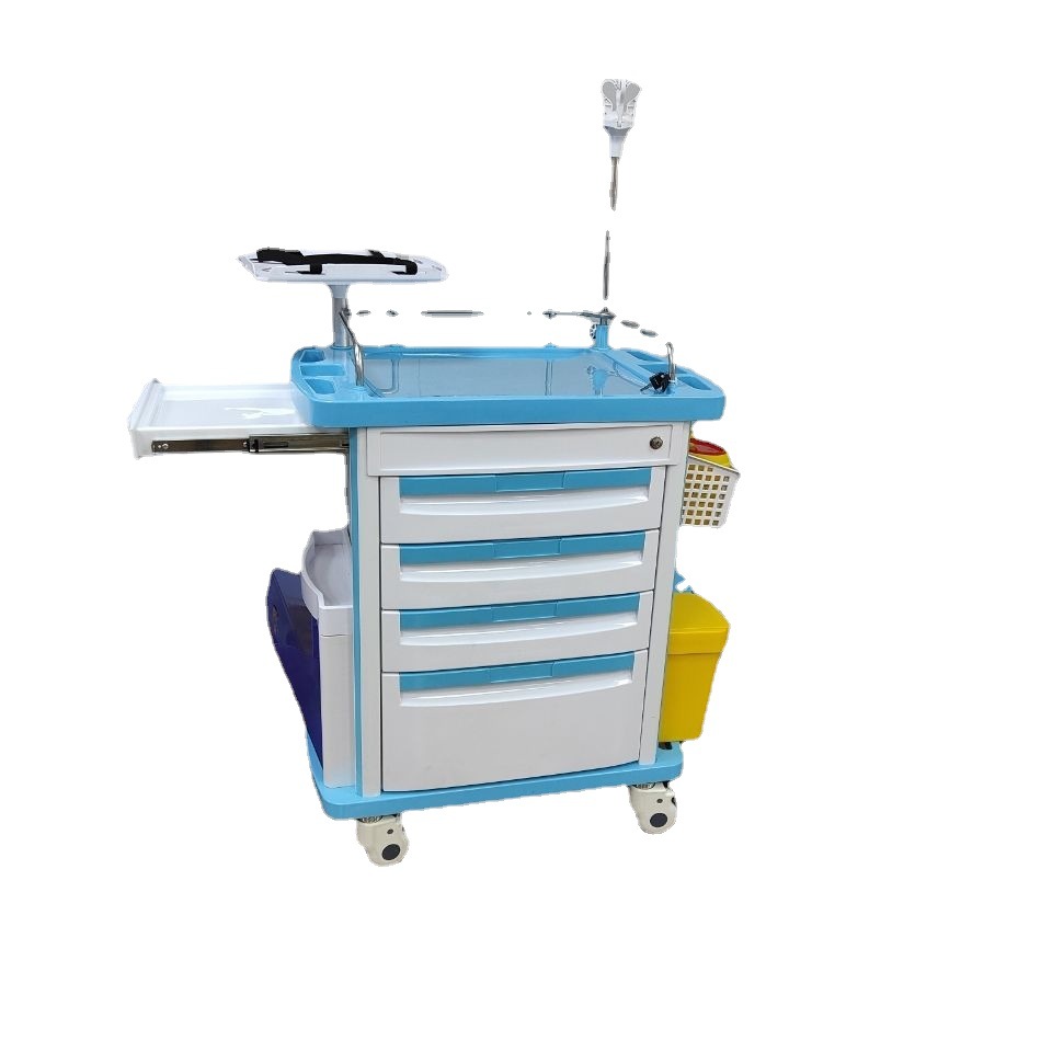 双色蓝白abs治疗车四抽大容量急救抢救车多功能药品车医疗器械车
